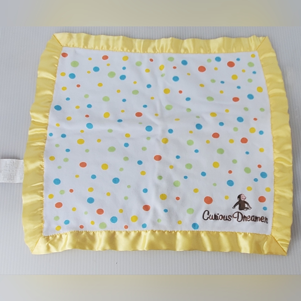 Curious George Dreamer Lovey Security Baby Blanket Colorful Polka Dot Monkey